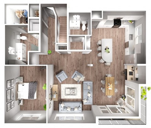 Floor plan for 3 beds, 3 baths, 1642 sqft